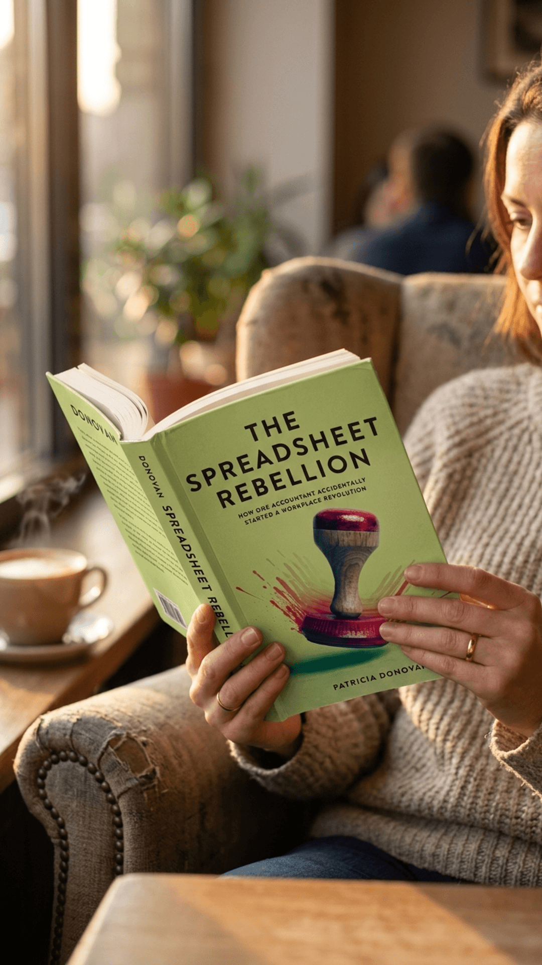 Reader holding book mockup