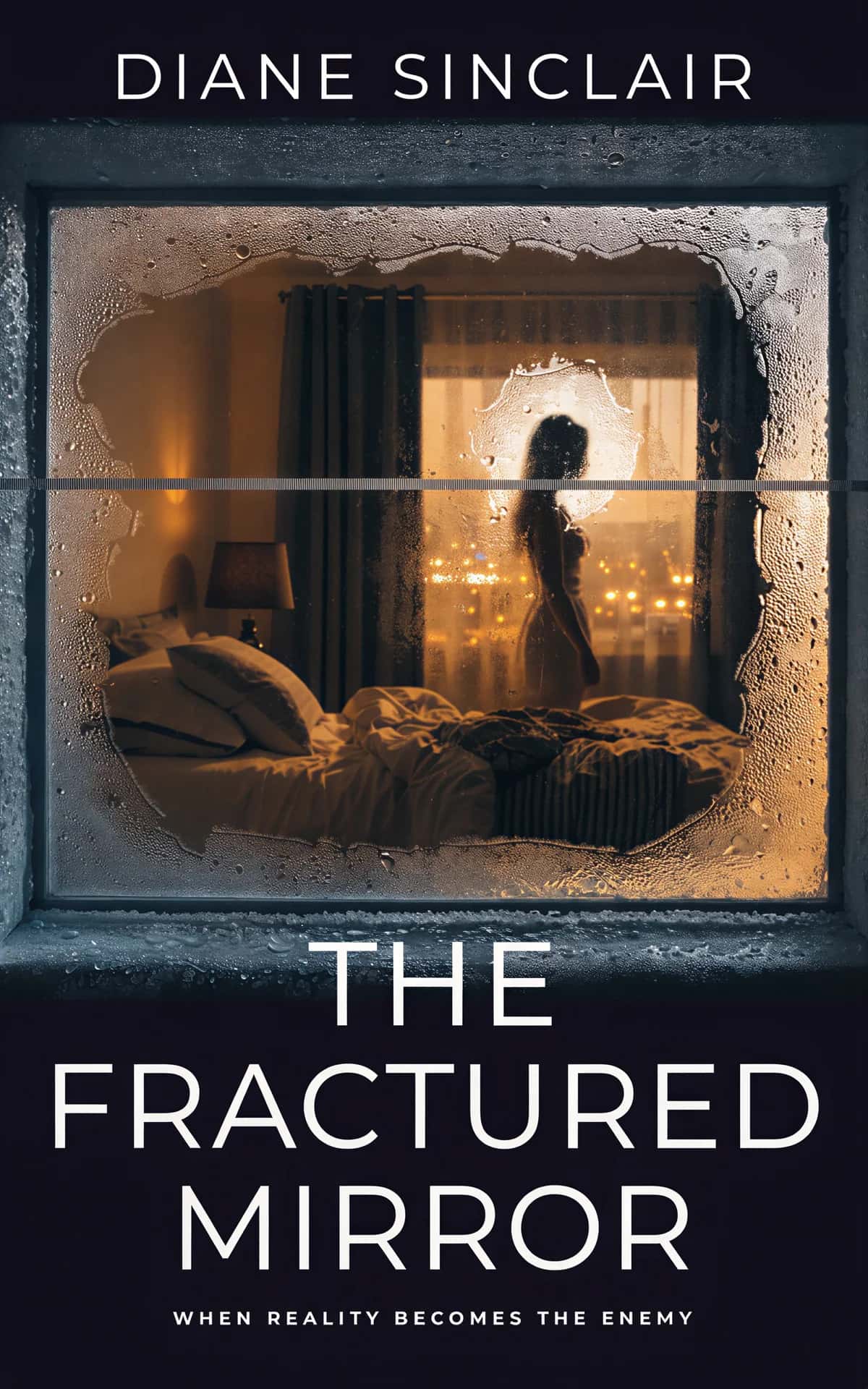 AI book cover generator Thriller: cover design for "The Fractured Mirror".